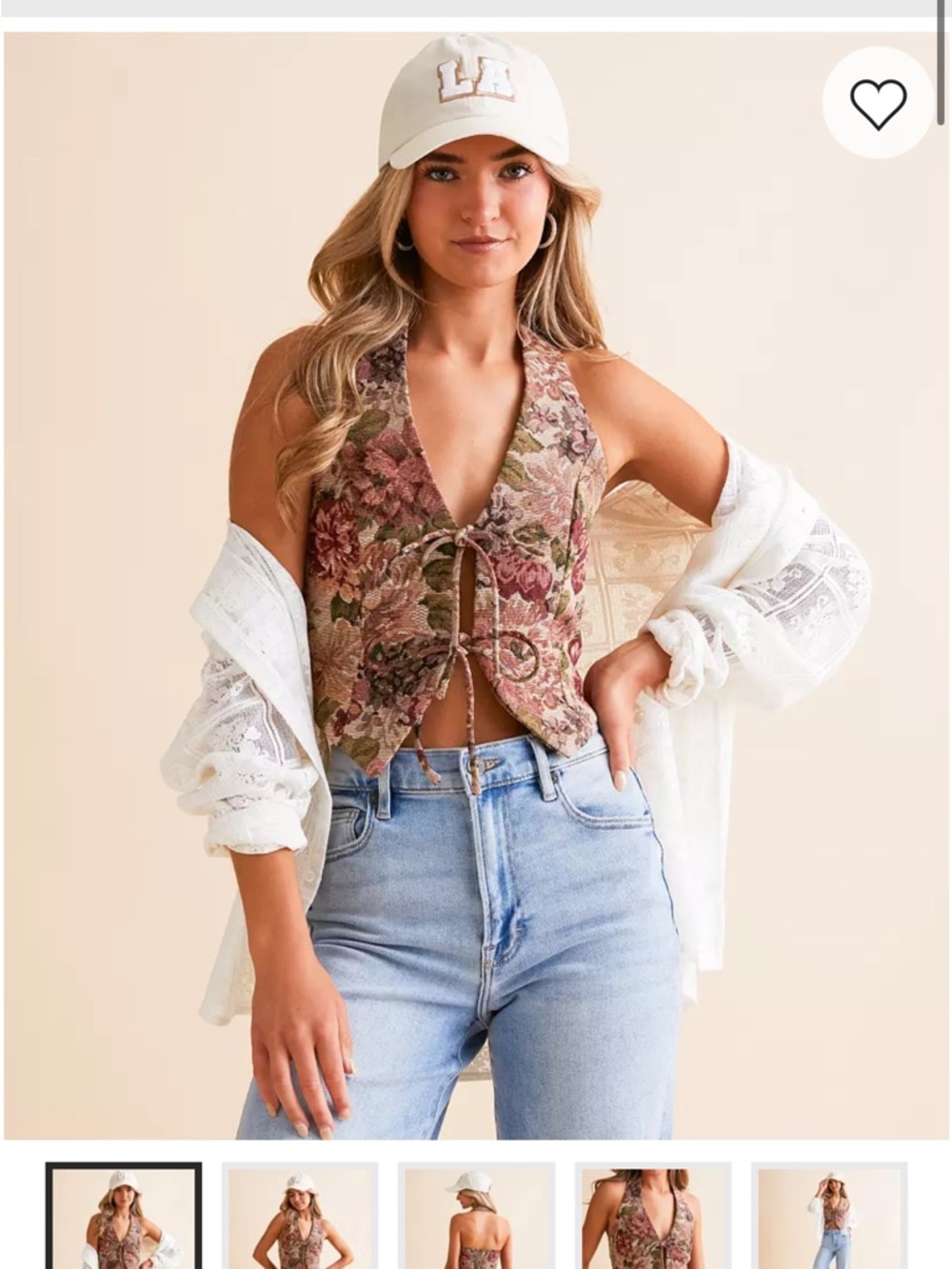 Brown Floral Tie-Front Halter Crop Top
